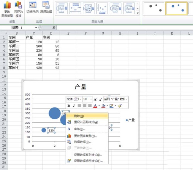 excel表格中怎么制作泡泡统计图表