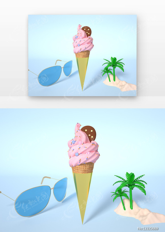 C4D如何设计立体冰激凌图片