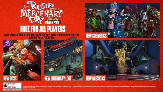 《无主之地®4》首个赏金包《赏金包1:拉西的佣兵节拯救计划》 今日宣布向《无主之地®4》玩家免费推出