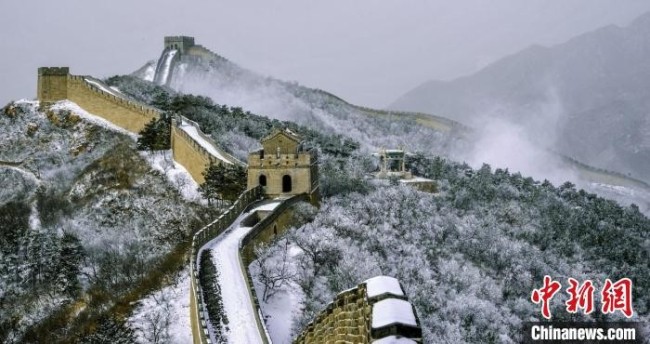 北京八达岭长城雪景。　北京市文旅局供图