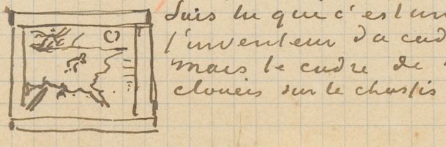 1888年11月10日，文森特·梵高在给提奥的一封信中，快速勾勒了被装裱起来的红葡萄园。 图片来源：阿姆斯特丹梵高博物馆（文森特·梵高基金会）