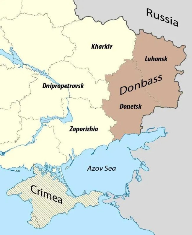 地图上的东乌克兰