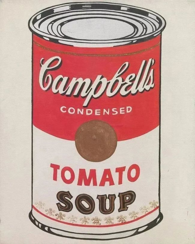 （《金宝汤罐头》，安迪·沃霍尔，塑胶彩加帆布，1962，现藏于纽约市现代艺术博物馆）