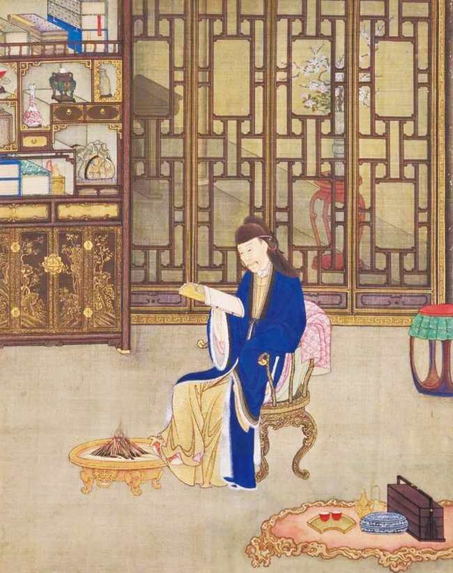 《胤禛行乐图册·围炉观书》（北京故宫博物院收藏）
