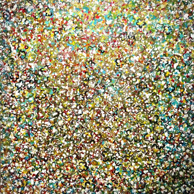 《繁花》，100x100cm，综合材料配资专业网，2025