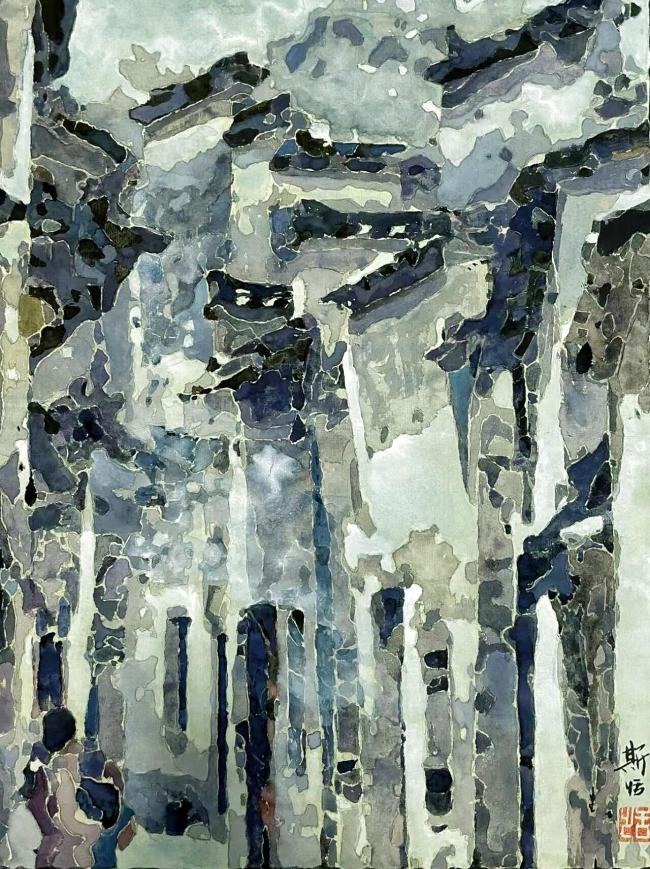 烟雨徽州 64cm×46cm 2021年