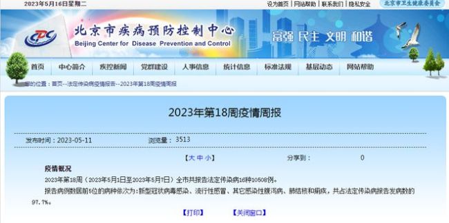 北京疾控：新冠病例连续2周超流感，重返第一
