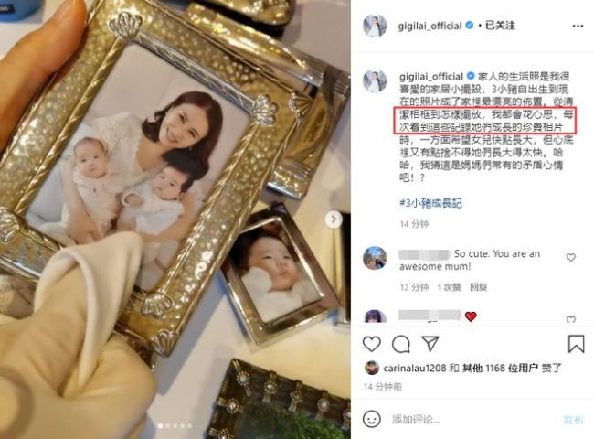 黎姿擦拭相框公开仨女儿幼时正面照 双胞胎像爸爸