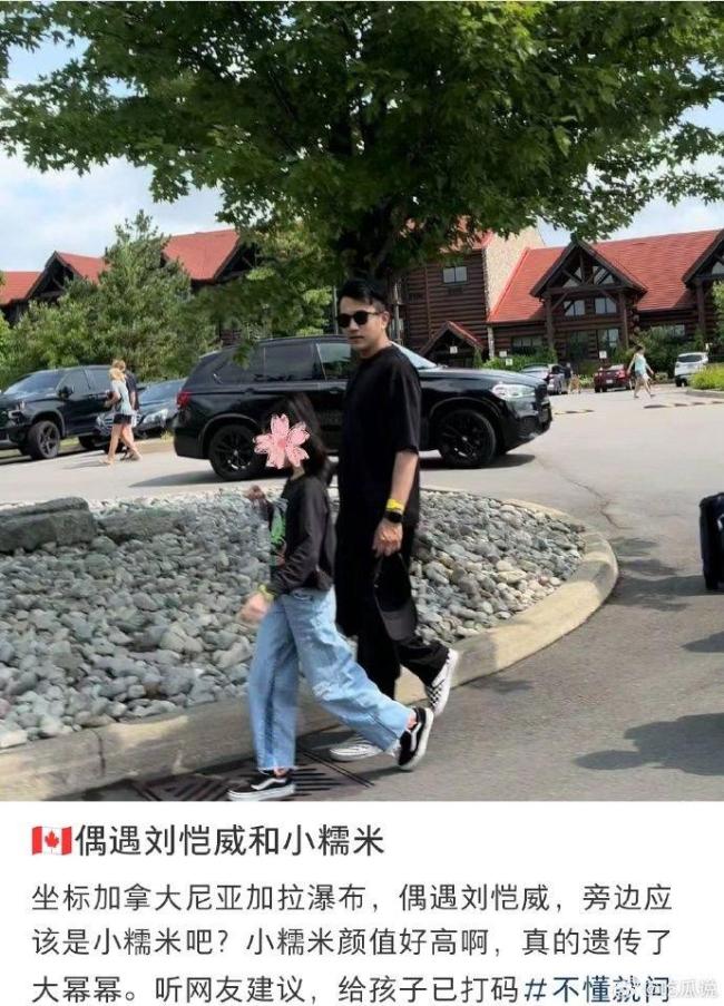网友加拿大偶遇刘恺威和小糯米 夸小糯米颜值高