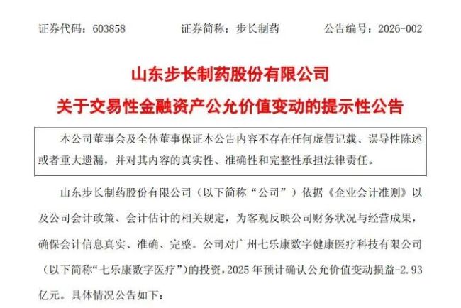 步长制药3.26亿“炒股”亏2.93亿,仍有6.2亿商誉高悬