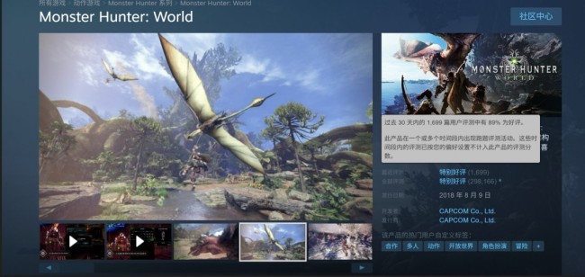 《怪物獵人：荒野》Steam差評如潮 在線已不及《怪物獵人：世界》