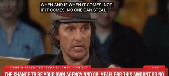 马修·麦康纳警告好莱坞演员:AI已来 你们的工作要被抢了