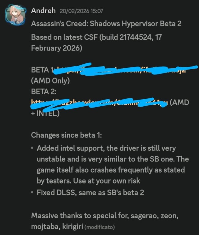 Andreh攻破《刺客信条：影》D加密 并发布更新补丁