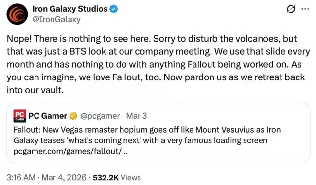 《辐射:新维加斯》重制传闻不实 开发商出面澄清