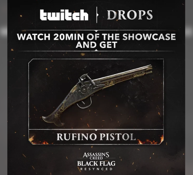 《刺客信条：黑旗》重制版Twitch直播奖励曝光 玩家调侃泄露太多