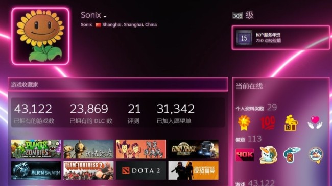 Steam全球第一“收藏家”来自上海 4.3万款游戏 库存价值500万