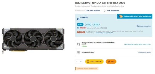 商家开卖故障RTX5090：坏卡卖半价不让退 比5080还贵