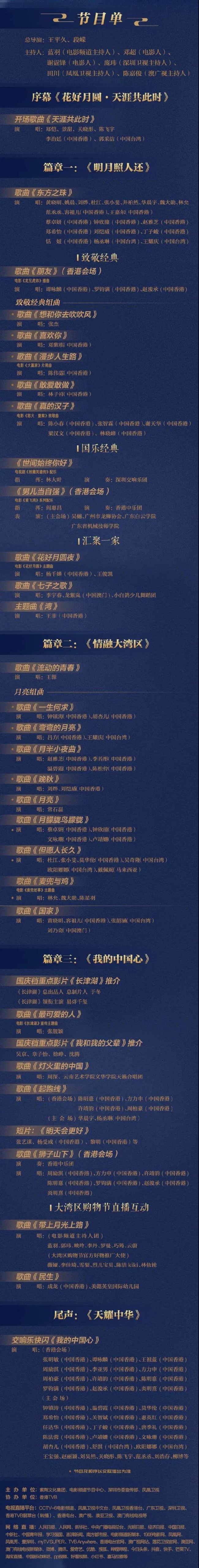 2021年深圳大湾区中秋电影音乐晚会有王菲和谢霆锋出场吗？（附直播入口）