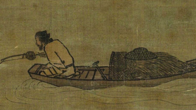 打扮精致的“渔夫”，整齐摆放的蓑笠。（《画里浮生：中国画的隐秘记忆》插图）
