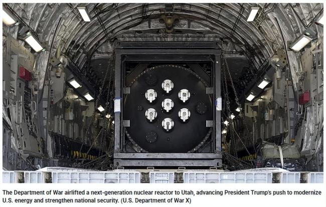 美国军方首次空运核反应堆组件 加速核能发展