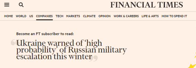 美媒放出“军事入侵”消息后，乌克兰国防部紧跟：俄可能今冬对乌军事升级