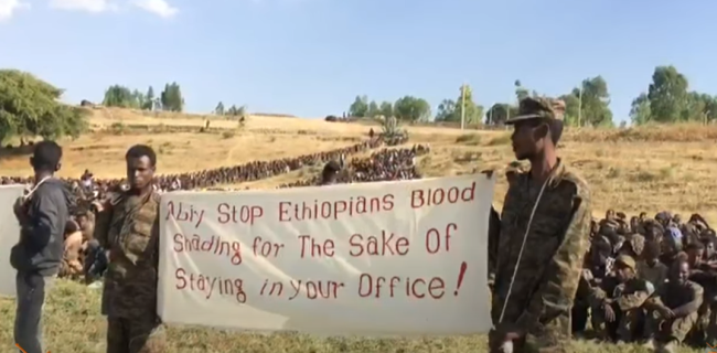 近日，提格雷人民解放阵线组织了一次俘虏展示，将俘虏的埃塞俄比亚和厄立特里亚士兵聚集在一起，场面十分壮观。
