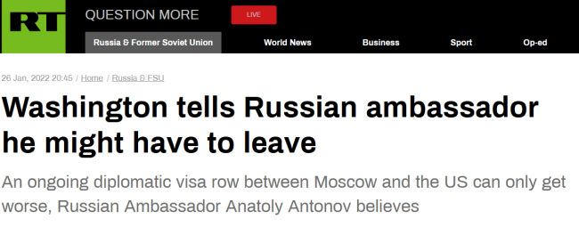 俄驻美大使自曝被下通牒：或将被强制离境