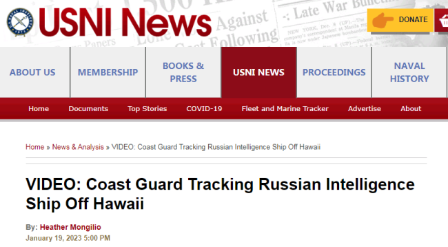 俄海军传奇电子情报收集船 再次出现在夏威夷附近