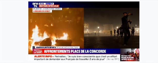 巴黎在燃烧！ 法国强推延迟退休引冲突 示威人群到处纵火