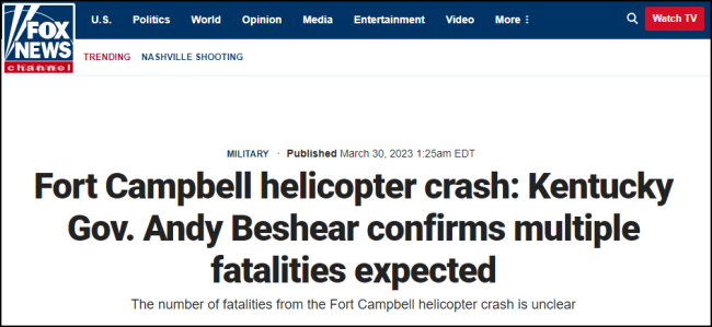 美军2架黑鹰直升机相撞坠落，死亡人数或多达9人