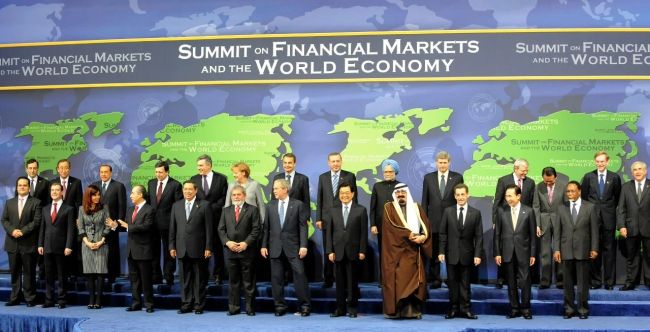 ▲2008年11月，首届G20领导人峰会在华盛顿召开。