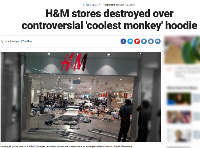 社交平台出现H&M门店遭打砸照片？网友：这是南非