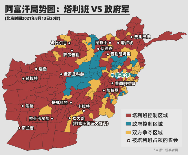 塔利班已占领阿富汗18个省会 阿富汗政府可能要“认怂”了