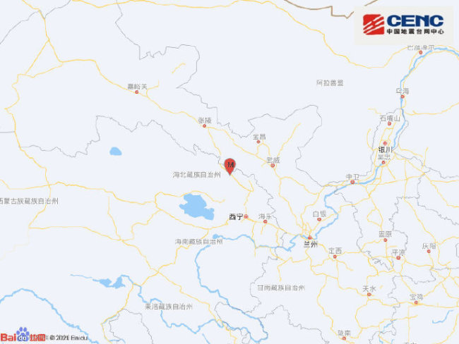 半小时内，青海海北州门源县连发四次地震