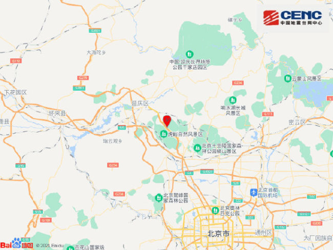 北京延庆区发生1.5级地震，震源深度15千米