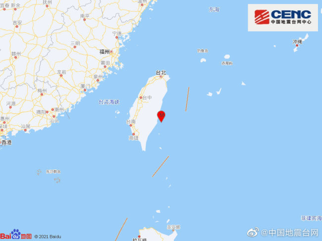 台湾台东县海域发生5.1级地震