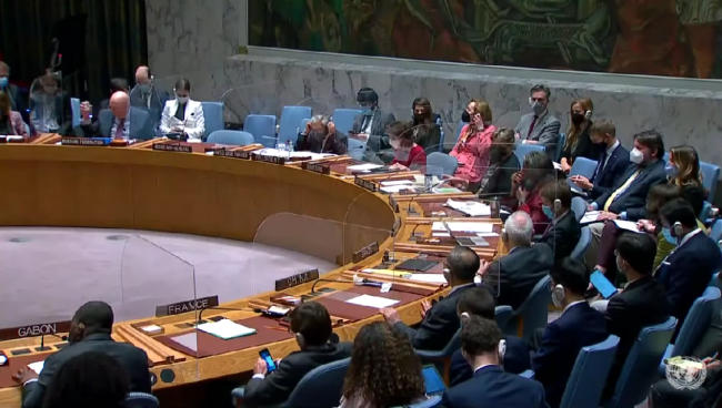 联合国安理会3月11日召开有关俄罗斯指控乌克兰境内生物军事活动的紧急会议 联合国会议视频截图