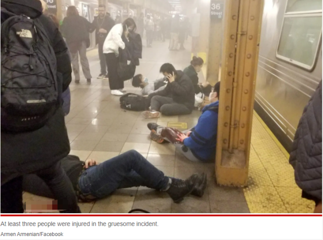 纽约地铁枪击案现场最新情况：多名乘客倒在血泊之中