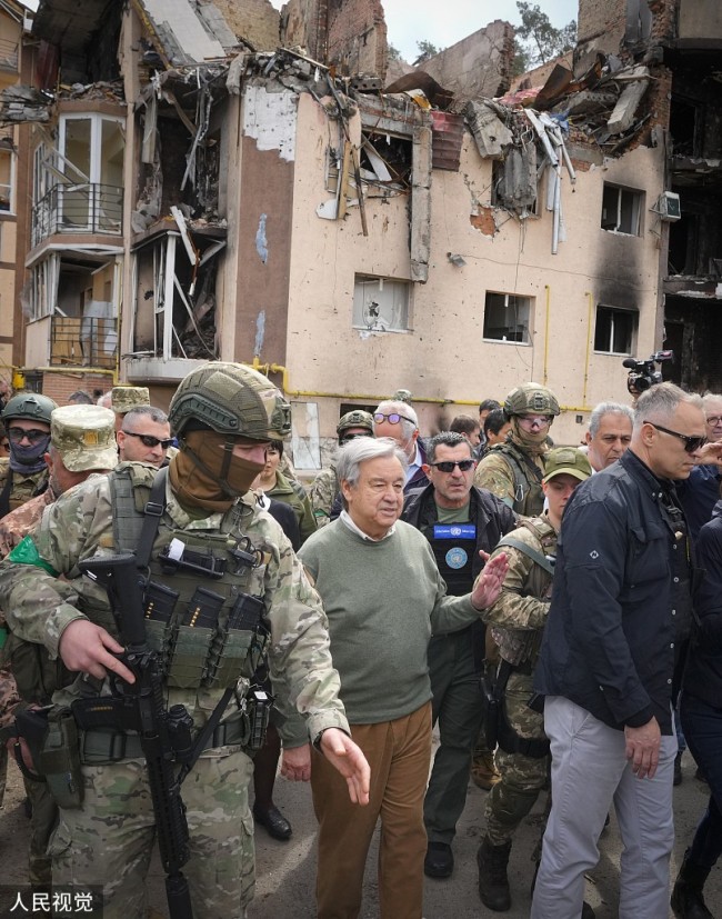 联合国秘书长古特雷斯持续访问乌克兰基辅州