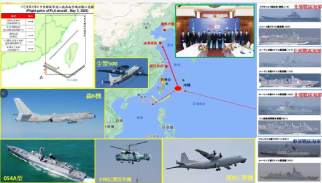 四大航母战斗群同框台湾东部海域?除了日本“出云号”，其余3艘中美航母都是完整的打击群