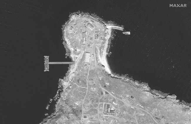 當地時間2022年6月17日，黑海蛇島，來自Maxar科技公司的蛇島衛星圖像。