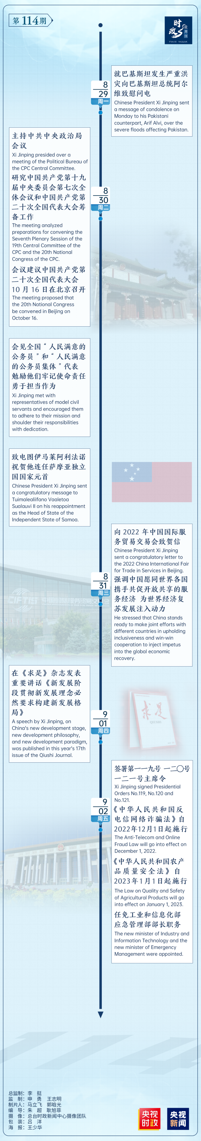 时政微周刊丨总书记的一周（8月29日—9月4日）