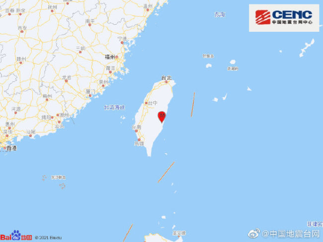 台湾花莲县发生5.7级地震，震源深度10千米