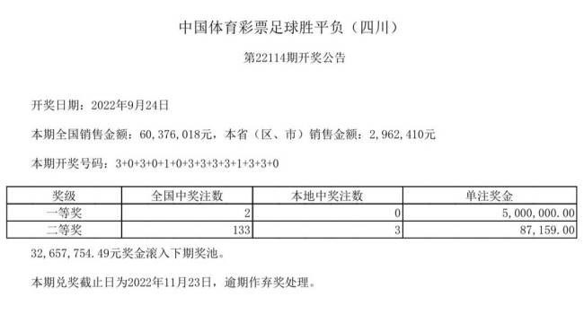 中国体育彩票9月24日开奖结果