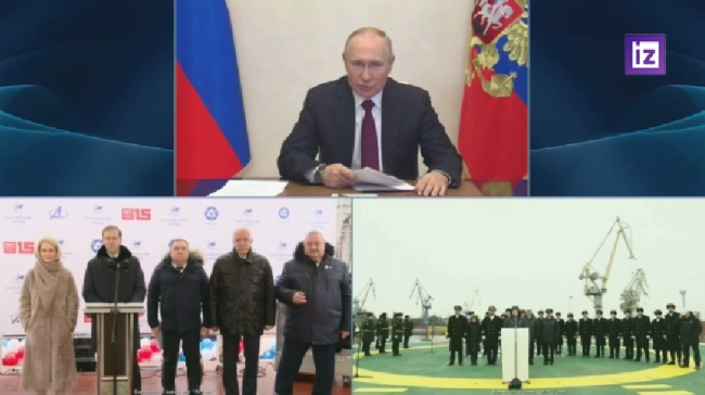 普京通过视频会议出席“雅库特”号核动力破冰船下水仪式