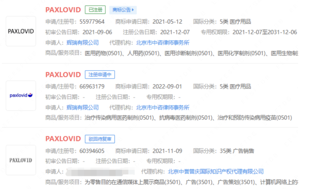 国内多家企业已有Paxlovid相关专利