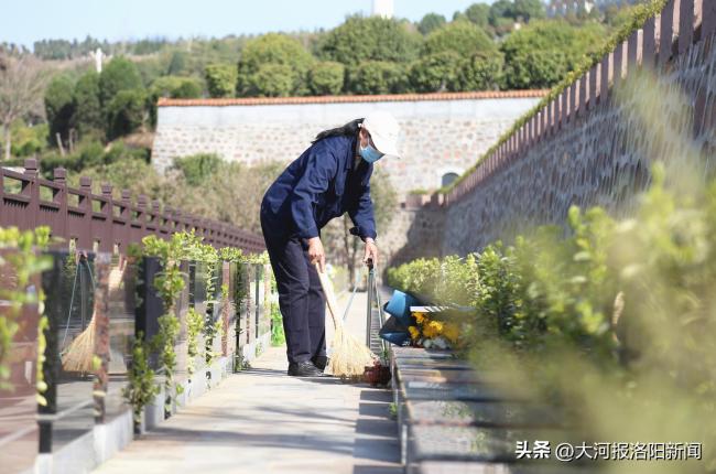 女子每天擦拭上百块墓碑 每次擦拭之前都要深鞠一躬