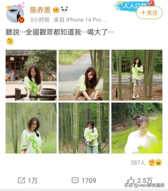 陈乔恩以为龚俊30多了 之后发微博调侃自己喝大了