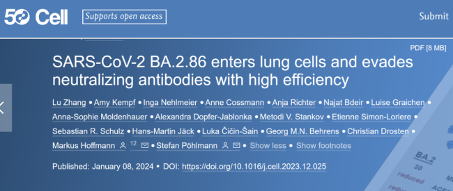 cell新研究揭示新冠病毒突變株ba286生物學及免疫逃逸特性