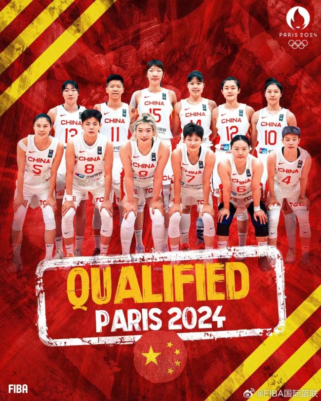 祝賀！中國女籃提前獲得巴黎奧運資格